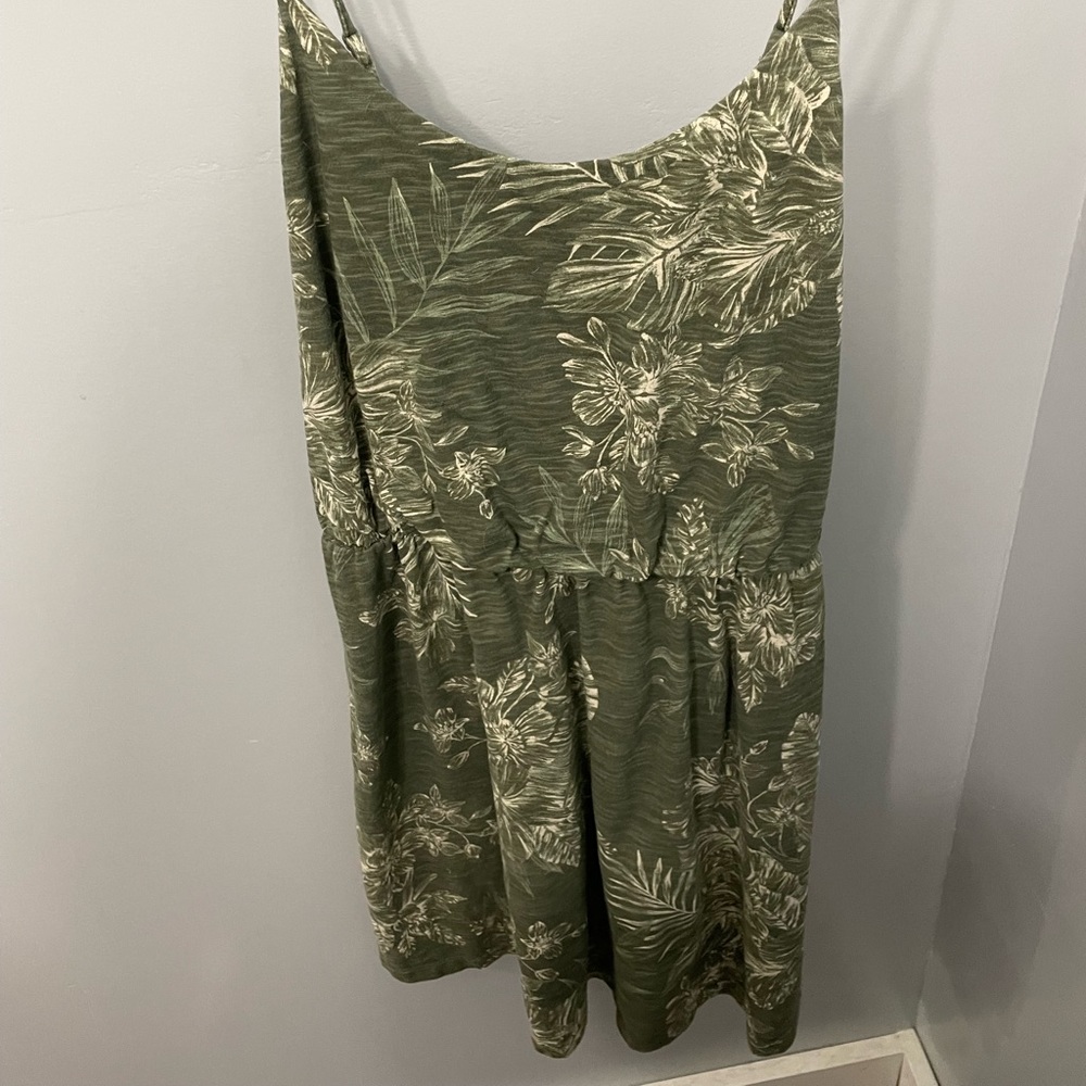 Green floral pattern sun dress